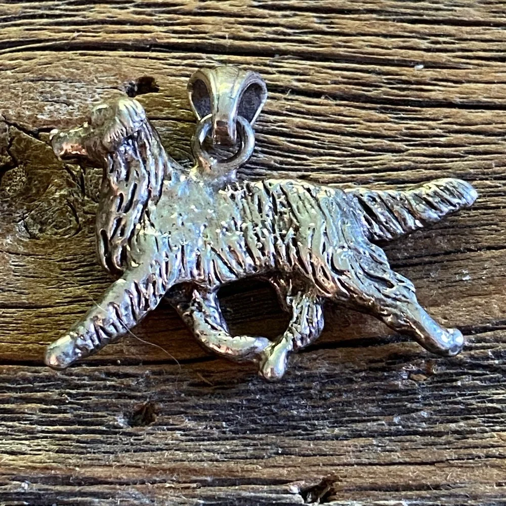 Sterling Silver Dog Pendant - Golden Retriever Charm